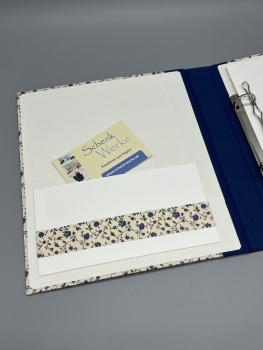 Ringbuch Planer A5 blau beige Blumen  Innenseiten Mechanik Steckfach